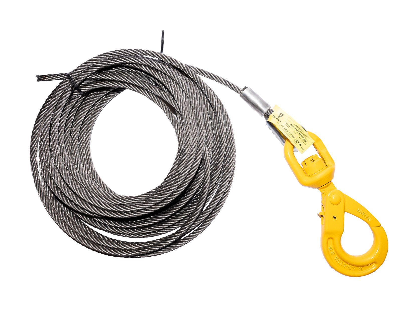 120FT Steel Core Winch Cable w/ Self Locking Swivel Hook - Image 4